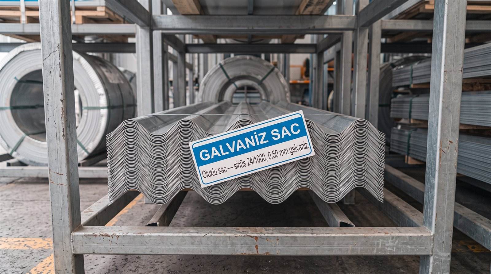 Oluklu sac sinüs 24/1000, 0,50 mm galvaniz — servis merkezinde yakın çekim