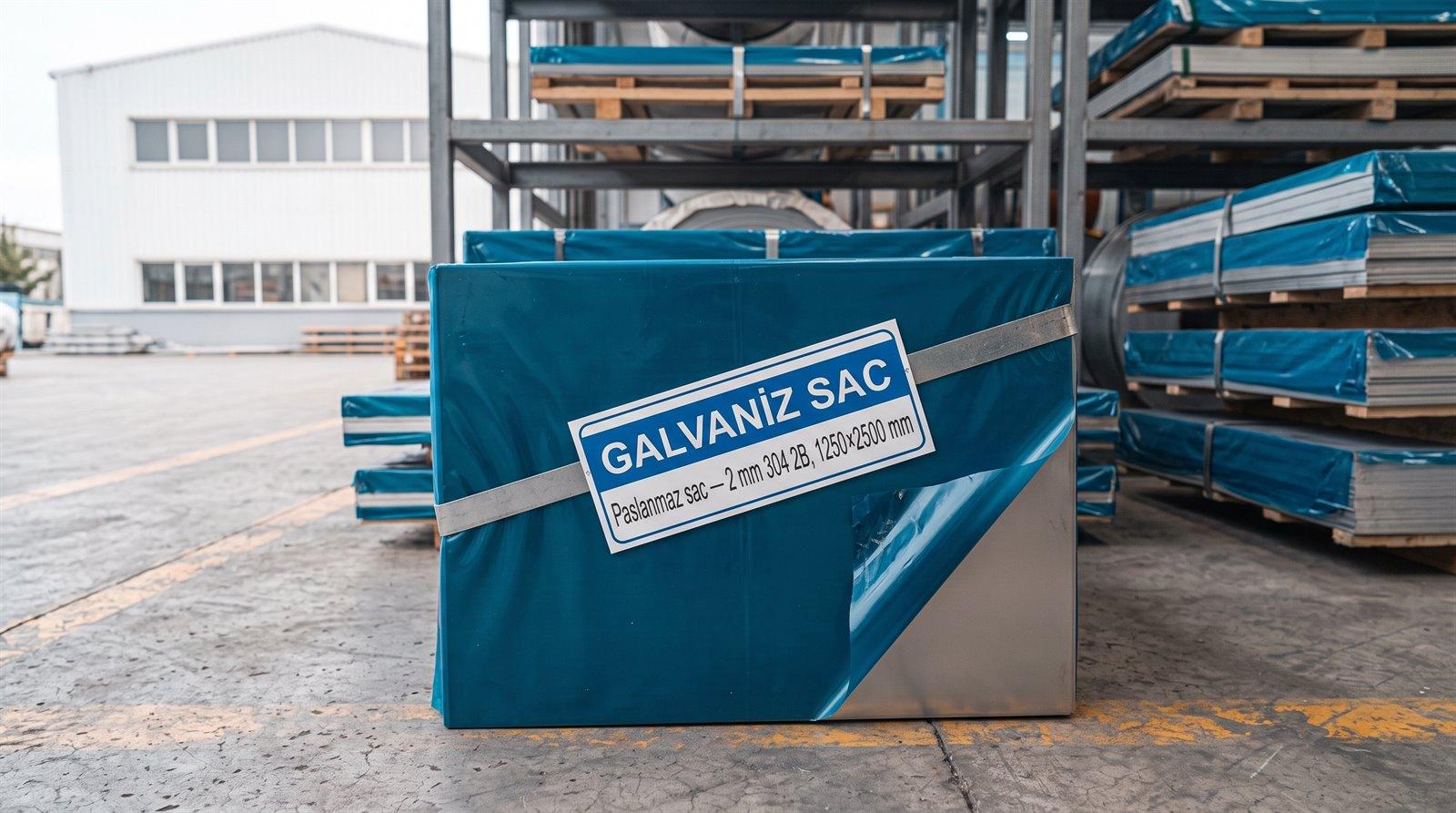 Paslanmaz sac 2 mm 304 2B, 1250×2500 mm — servis merkezinde yakın çekim
